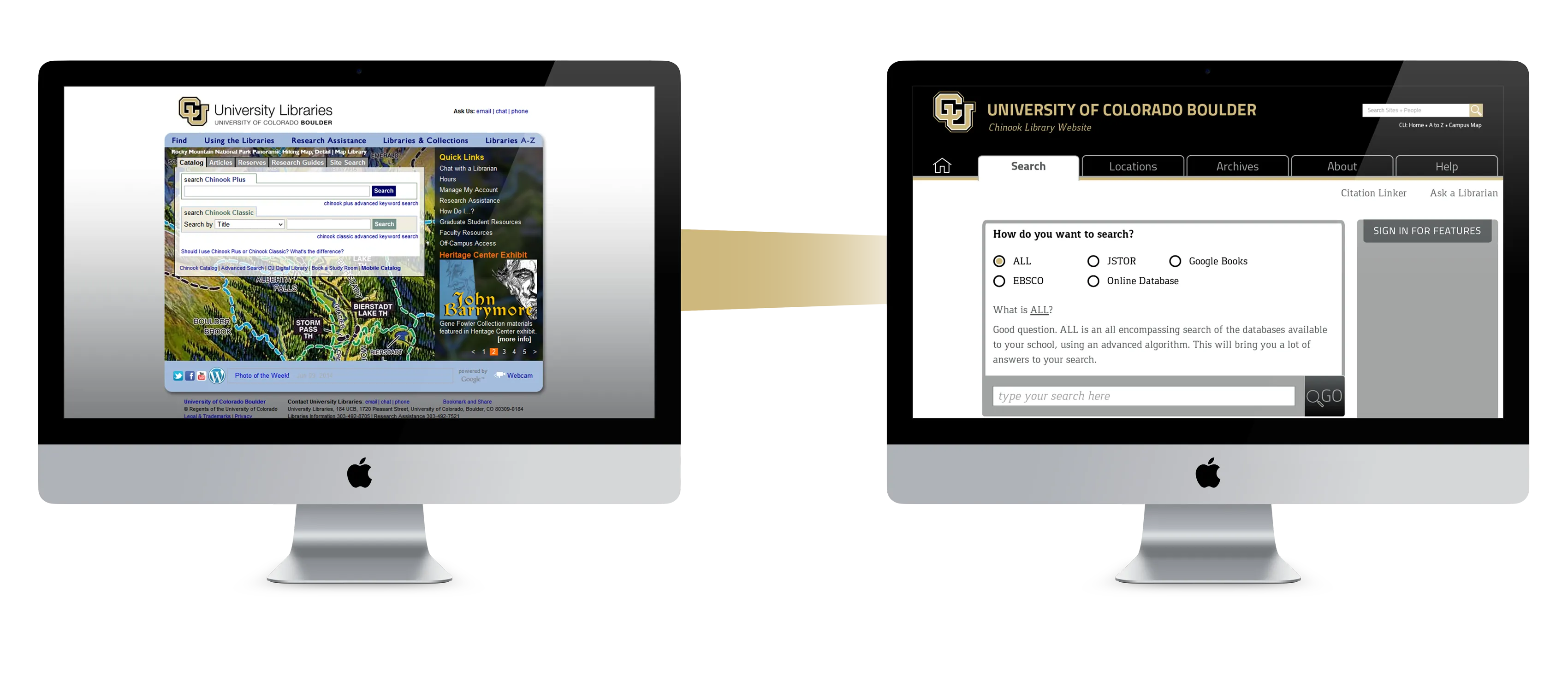 Comparison of before and after design