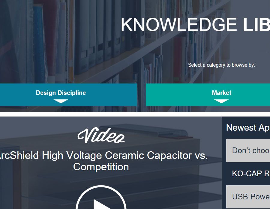 Screenshot of the Knowledge Library that is separated into three main categories